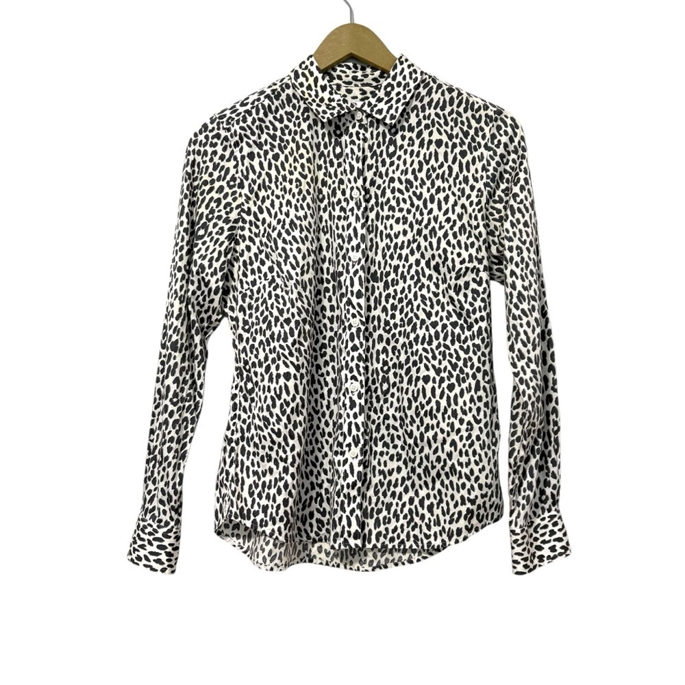 UNTUCKit Mia Leopard Print Button Up Shirt Women’s Sz 4 Business Preppy Mobwife